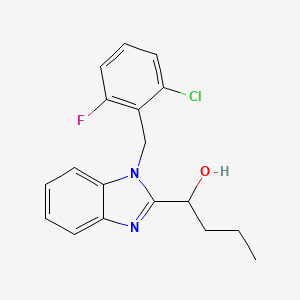 molecular formula C18H18ClFN2O B4502465 1-{1-[(2-chloro-6-fluorophenyl)methyl]-1H-1,3-benzodiazol-2-yl}butan-1-ol 