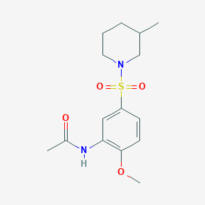 molecular formula C15H22N2O4S B4502506 N-{2-甲氧基-5-[(3-甲基-1-哌啶基)磺酰基]苯基}乙酰胺 