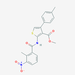 molecular formula C21H18N2O5S B450257 Methyl 2-({3-nitro-2-methylbenzoyl}amino)-4-(4-methylphenyl)thiophene-3-carboxylate 