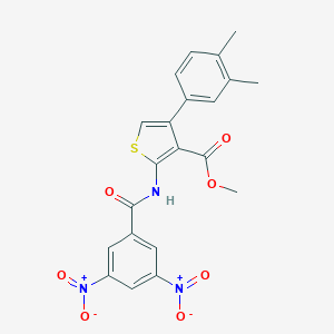 molecular formula C21H17N3O7S B450264 Methyl 2-({3,5-dinitrobenzoyl}amino)-4-(3,4-dimethylphenyl)-3-thiophenecarboxylate 