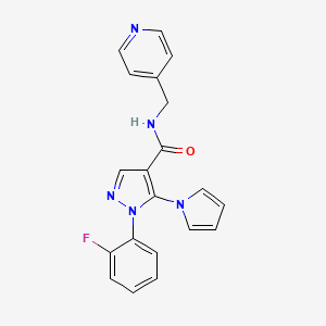 molecular formula C20H16FN5O B4502645 1-(2-氟苯基)-N-(4-吡啶基甲基)-5-(1H-吡咯-1-基)-1H-吡唑-4-甲酰胺 