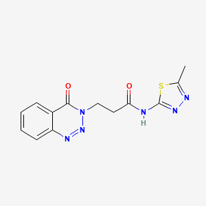 molecular formula C13H12N6O2S B4502671 N-[(2Z)-5-methyl-1,3,4-thiadiazol-2(3H)-ylidene]-3-(4-oxo-1,2,3-benzotriazin-3(4H)-yl)propanamide 