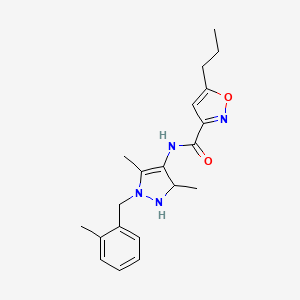 molecular formula C20H26N4O2 B4502711 N-[3,5-dimethyl-1-(2-methylbenzyl)-2,3-dihydro-1H-pyrazol-4-yl]-5-propyl-3-isoxazolecarboxamide 