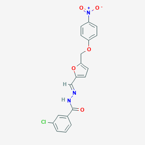 molecular formula C19H14ClN3O5 B450275 3-chloro-N'-[(E)-{5-[(4-nitrophenoxy)methyl]furan-2-yl}methylidene]benzohydrazide 