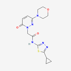 molecular formula C15H18N6O3S B4502756 N-[(2E)-5-cyclopropyl-1,3,4-thiadiazol-2(3H)-ylidene]-2-[3-(morpholin-4-yl)-6-oxopyridazin-1(6H)-yl]acetamide 