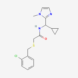 molecular formula C17H20ClN3OS B4502772 2-[(2-氯苄基)硫]-N-[环丙基(1-甲基-1H-咪唑-2-基)甲基]乙酰胺 