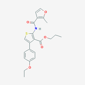 molecular formula C22H23NO5S B450279 Propyl 4-(4-ethoxyphenyl)-2-[(2-methyl-3-furoyl)amino]thiophene-3-carboxylate 