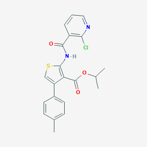 molecular formula C21H19ClN2O3S B450281 Isopropyl 2-{[(2-chloro-3-pyridinyl)carbonyl]amino}-4-(4-methylphenyl)-3-thiophenecarboxylate 
