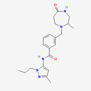 molecular formula C21H29N5O2 B4502821 3-[(2-methyl-5-oxo-1,4-diazepan-1-yl)methyl]-N-(3-methyl-1-propyl-1H-pyrazol-5-yl)benzamide 