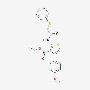 molecular formula C22H21NO4S2 B450283 Ethyl 4-(4-methoxyphenyl)-2-{[(phenylsulfanyl)acetyl]amino}thiophene-3-carboxylate 