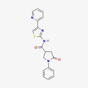 molecular formula C19H16N4O2S B4502835 5-oxo-1-phenyl-N-[(2Z)-4-(pyridin-2-yl)-1,3-thiazol-2(3H)-ylidene]pyrrolidine-3-carboxamide 