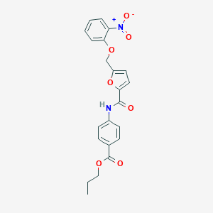 molecular formula C22H20N2O7 B450285 Propyl 4-{[5-({2-nitrophenoxy}methyl)-2-furoyl]amino}benzoate 