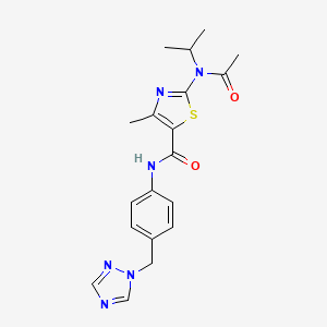 molecular formula C19H22N6O2S B4502901 2-[acetyl(propan-2-yl)amino]-4-methyl-N-[4-(1H-1,2,4-triazol-1-ylmethyl)phenyl]-1,3-thiazole-5-carboxamide 