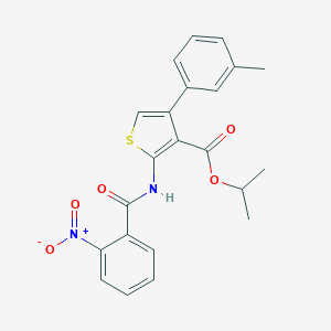 molecular formula C22H20N2O5S B450293 Isopropyl 2-({2-nitrobenzoyl}amino)-4-(3-methylphenyl)thiophene-3-carboxylate 