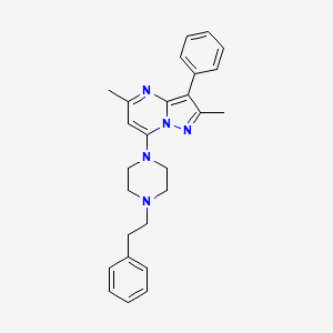 molecular formula C26H29N5 B4502930 1-{2,5-DIMETHYL-3-PHENYLPYRAZOLO[1,5-A]PYRIMIDIN-7-YL}-4-(2-PHENYLETHYL)PIPERAZINE 