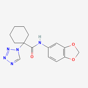 molecular formula C15H17N5O3 B4502949 N-1,3-苯二氧杂环-5-基-1-(1H-四唑-1-基)环己烷甲酰胺 