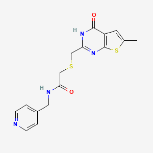 molecular formula C16H16N4O2S2 B4502951 2-{[(4-hydroxy-6-methylthieno[2,3-d]pyrimidin-2-yl)methyl]sulfanyl}-N-(pyridin-4-ylmethyl)acetamide 