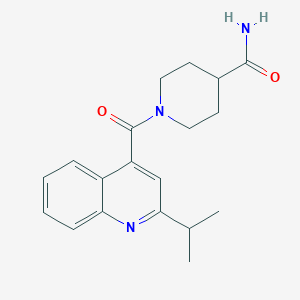 molecular formula C19H23N3O2 B4502974 1-[(2-异丙基-4-喹啉基)羰基]-4-哌啶甲酰胺 