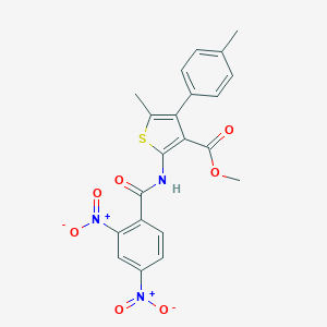 molecular formula C21H17N3O7S B450311 Methyl 2-({2,4-bisnitrobenzoyl}amino)-5-methyl-4-(4-methylphenyl)thiophene-3-carboxylate 