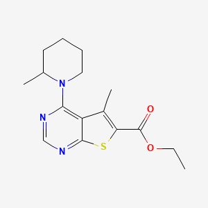 molecular formula C16H21N3O2S B4503151 Ethyl 5-methyl-4-(2-methylpiperidin-1-yl)thieno[2,3-d]pyrimidine-6-carboxylate CAS No. 421565-57-3