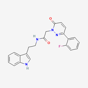 molecular formula C22H19FN4O2 B4503190 2-[3-(2-氟苯基)-6-氧代-1(6H)-嘧啶并(4,5-b)吲哚]-N-[2-(1H-吲哚-3-基)乙基]乙酰胺 