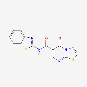 molecular formula C14H8N4O2S2 B4503196 N-(1,3-benzothiazol-2-yl)-5-oxo-5H-[1,3]thiazolo[3,2-a]pyrimidine-6-carboxamide 