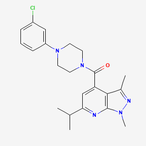 molecular formula C22H26ClN5O B4503203 [4-(3-chlorophenyl)piperazino](6-isopropyl-1,3-dimethyl-1H-pyrazolo[3,4-b]pyridin-4-yl)methanone 