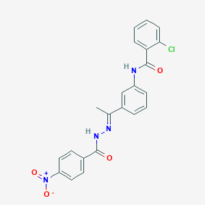 2-chloro-N-[3-(N-{4-nitrobenzoyl}ethanehydrazonoyl)phenyl]benzamide