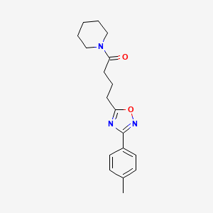 molecular formula C18H23N3O2 B4503279 1-{4-[3-(4-methylphenyl)-1,2,4-oxadiazol-5-yl]butanoyl}piperidine 