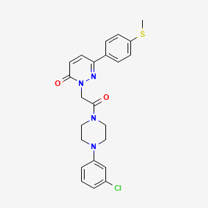 molecular formula C23H23ClN4O2S B4503285 2-{2-[4-(3-chlorophenyl)piperazino]-2-oxoethyl}-6-[4-(methylsulfanyl)phenyl]-3(2H)-pyridazinone 