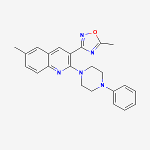 molecular formula C23H23N5O B4503372 6-Methyl-3-(5-methyl-1,2,4-oxadiazol-3-yl)-2-(4-phenylpiperazin-1-yl)quinoline 