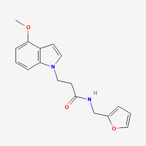 molecular formula C17H18N2O3 B4503379 N-(2-furylmethyl)-3-(4-methoxy-1H-indol-1-yl)propanamide 