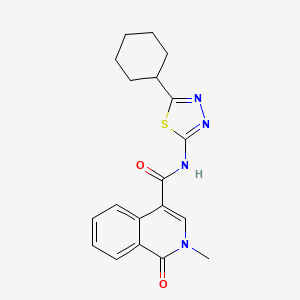 molecular formula C19H20N4O2S B4503417 N-(5-cyclohexyl-1,3,4-thiadiazol-2-yl)-2-methyl-1-oxo-1,2-dihydroisoquinoline-4-carboxamide 