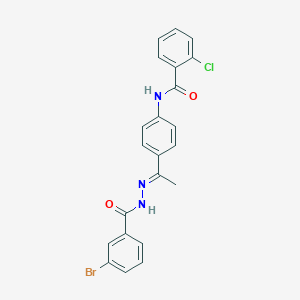 molecular formula C22H17BrClN3O2 B450345 N-{4-[N-(3-bromobenzoyl)ethanehydrazonoyl]phenyl}-2-chlorobenzamide 