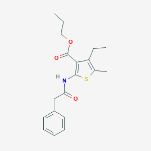 molecular formula C19H23NO3S B450346 Propyl 4-ethyl-5-methyl-2-[(phenylacetyl)amino]thiophene-3-carboxylate 