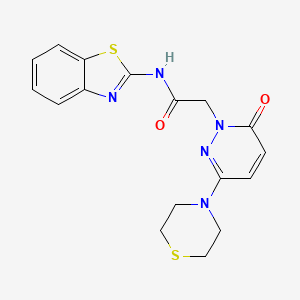 molecular formula C17H17N5O2S2 B4503505 N-(1,3-benzothiazol-2-yl)-2-[6-oxo-3-(thiomorpholin-4-yl)pyridazin-1(6H)-yl]acetamide 