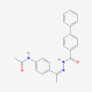 molecular formula C23H21N3O2 B450353 N-{4-[N-([1,1'-biphenyl]-4-ylcarbonyl)ethanehydrazonoyl]phenyl}acetamide 