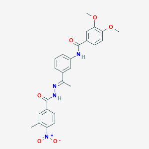 N-[3-(N-{4-nitro-3-methylbenzoyl}ethanehydrazonoyl)phenyl]-3,4-dimethoxybenzamide