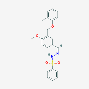molecular formula C22H22N2O4S B450355 N'-{4-methoxy-3-[(2-methylphenoxy)methyl]benzylidene}benzenesulfonohydrazide 