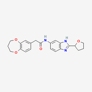 molecular formula C22H23N3O4 B4503557 2-(3,4-dihydro-2H-1,5-benzodioxepin-7-yl)-N-[2-(tetrahydrofuran-2-yl)-1H-benzimidazol-5-yl]acetamide 