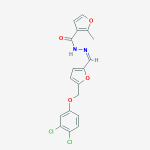 molecular formula C18H14Cl2N2O4 B450363 N'-[(Z)-{5-[(3,4-dichlorophenoxy)methyl]furan-2-yl}methylidene]-2-methylfuran-3-carbohydrazide 