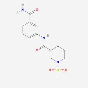 molecular formula C14H19N3O4S B4503656 N-[3-(aminocarbonyl)phenyl]-1-(methylsulfonyl)-3-piperidinecarboxamide 