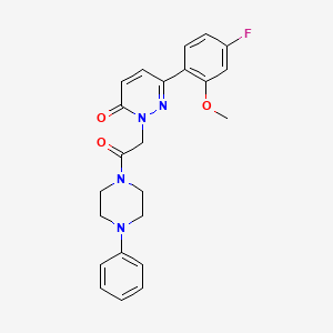 molecular formula C23H23FN4O3 B4503663 6-(4-fluoro-2-methoxyphenyl)-2-[2-oxo-2-(4-phenylpiperazino)ethyl]-3(2H)-pyridazinone 