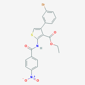 molecular formula C20H15BrN2O5S B450368 Ethyl 4-(3-bromophenyl)-2-({4-nitrobenzoyl}amino)thiophene-3-carboxylate 