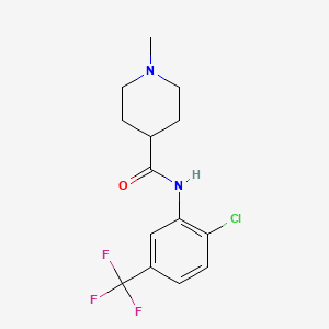 molecular formula C14H16ClF3N2O B4503685 N-[2-chloro-5-(trifluoromethyl)phenyl]-1-methyl-4-piperidinecarboxamide 