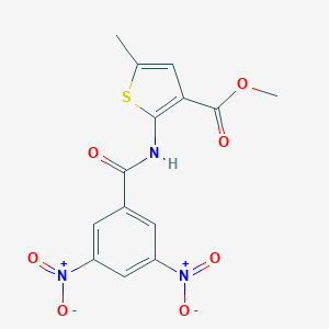 molecular formula C14H11N3O7S B450371 Methyl 2-({3,5-bisnitrobenzoyl}amino)-5-methylthiophene-3-carboxylate 