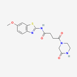 molecular formula C16H18N4O4S B4503736 N-[(2Z)-6-methoxy-1,3-benzothiazol-2(3H)-ylidene]-4-oxo-4-(3-oxopiperazin-1-yl)butanamide 