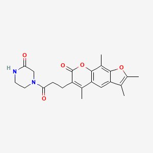 4-[3-(2,3,5,9-tetramethyl-7-oxo-7H-furo[3,2-g]chromen-6-yl)propanoyl]-2-piperazinone