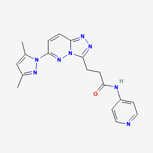 molecular formula C18H18N8O B4503774 3-[6-(3,5-二甲基-1H-吡唑-1-基)[1,2,4]三唑并[4,3-b]哒嗪-3-基]-N-4-吡啶基丙酰胺 