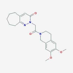 molecular formula C22H27N3O4 B4503793 2-[2-(6,7-dimethoxy-3,4-dihydroisoquinolin-2(1H)-yl)-2-oxoethyl]-2,5,6,7,8,9-hexahydro-3H-cyclohepta[c]pyridazin-3-one 